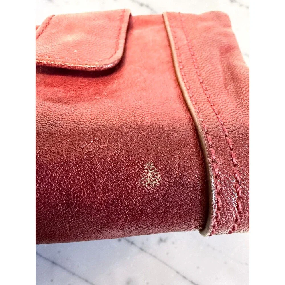 Fossil Wallet Burgundy Leather Bifold  Zip Coin Pocket